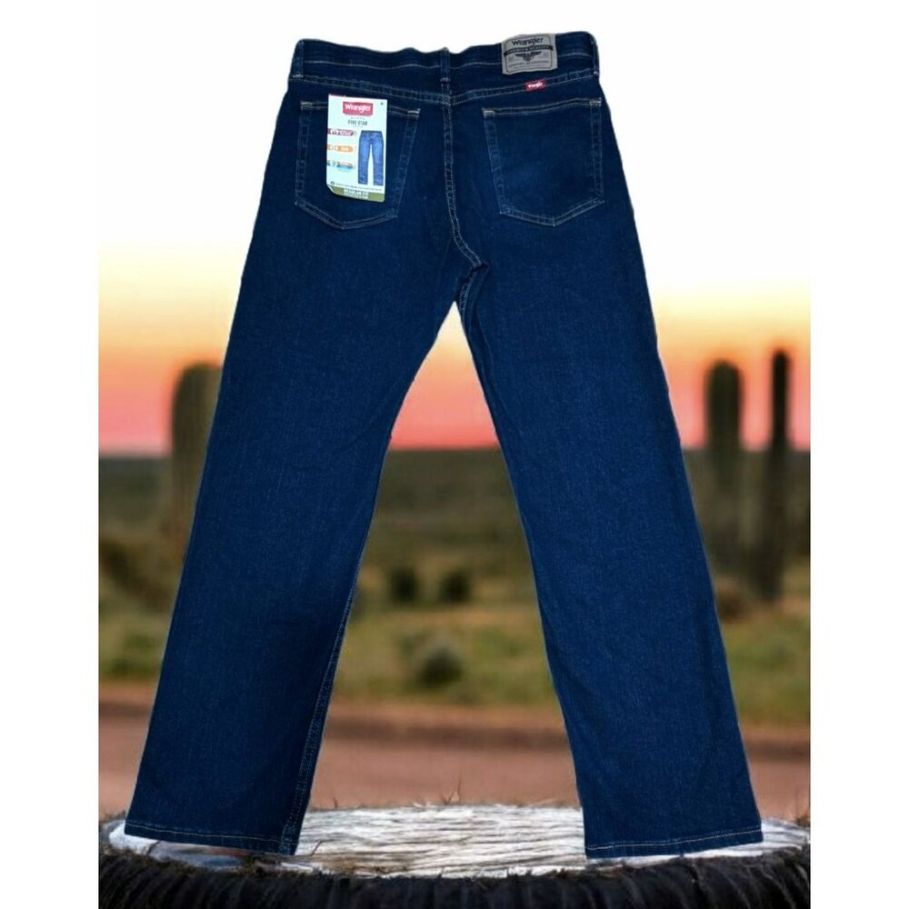 New Wrangler Denim Blue Jeans Regular Comfort Flex Waistband Stretch Men 32 x 30